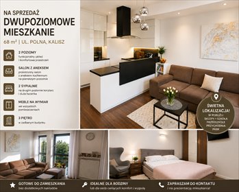 Na sprzedaż komfortowe dwupoziomowe mieszkanie 68 m² w Kaliszu mieszkanie Kalisz, Polna