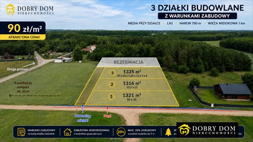Zapraszam do zakupu działek 1321 m² w Górze, spokojna okolica działka Góra