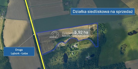 Działka siedliskowa 5,92 ha z warunkami zabudowy i infrastrukturą działka Darżkowo