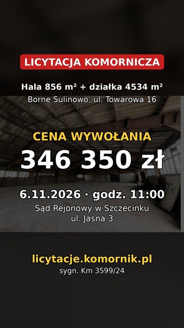 Sprzedam przestronną nieruchomość przemysłową 4 534 m² w Bornem Sulinowie lokal użytkowy Borne Sulinowo, Towarowa