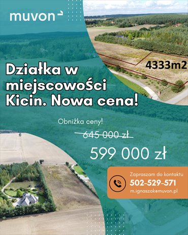 działka na sprzedaż 4333m2 działka Kicin