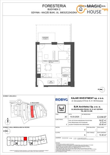Nowoczesne 34,67 m² w zielonym osiedlu Gdynia (blisko natury) mieszkanie Gdynia, Wielki Kack, Bieszczadzka