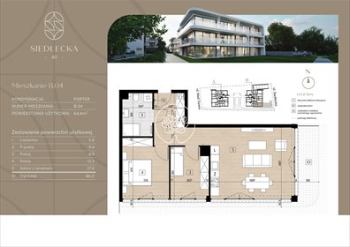 mieszkanie na sprzedaż 64m2 mieszkanie Bydgoszcz, Czyżkówko, Siedlecka