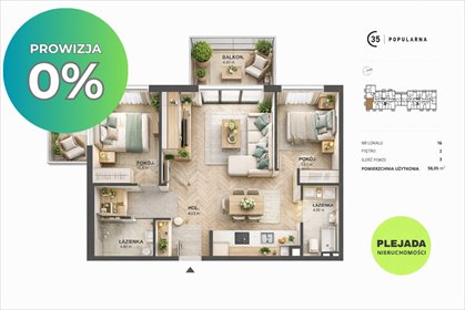 mieszkanie na sprzedaż 58m2 mieszkanie Warszawa, Włochy, Popularna