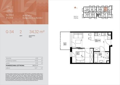 mieszkanie na sprzedaż 34m2 mieszkanie Bydgoszcz, Czyżkówko, Flisacka