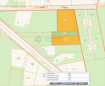 działka na sprzedaż 3433m2 działka Warszawa, Wilanów Zawady, Gratyny