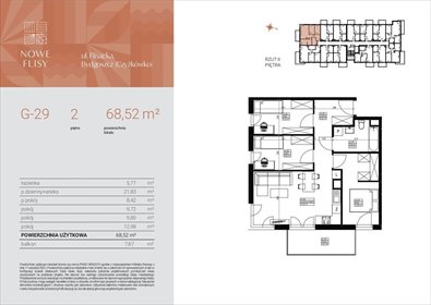 mieszkanie na sprzedaż 69m2 mieszkanie Bydgoszcz, Czyżkówko, Flisacka