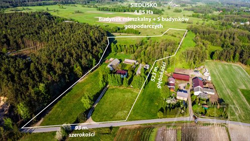 Siedlisko 4,83 ha z domem i budynkami gospodarczych dom Augustowo