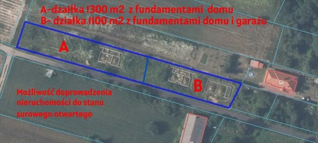 Polecam działkę 13 ar z fundamentami i projektem domu w Charlężu działka Charlęż