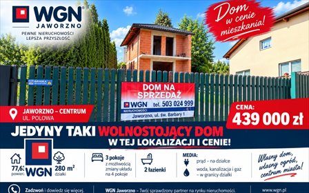 Dom w centrum Jaworzna (77,63 m², działka 280 m²) dom Jaworzno, Centrum, Polowa