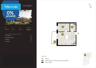 Atrakcyjne 2-pokojowe mieszkanie 36,1 m2 w Bydgoszczy mieszkanie Bydgoszcz, Flisy, Mińska