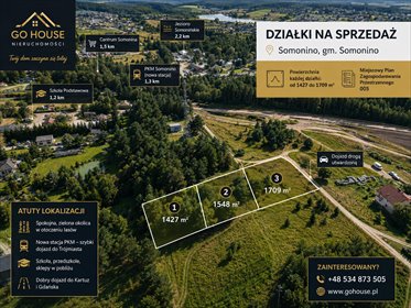 Sprzedam działkę 1548 m² pod dom jednorodzinny w Somoninie działka Somonino