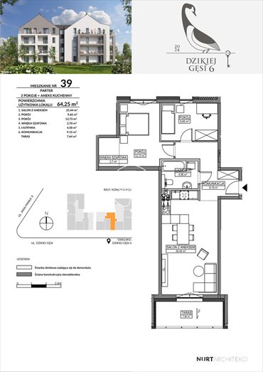 mieszkanie na sprzedaż 64m2 mieszkanie Osielsko, Dzikiej Gęsi