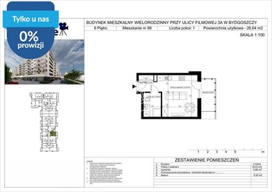 Nowoczesne mieszkanie 26,65 m² w Bydgoszczy - osiedle Filmowe mieszkanie Bydgoszcz, Bartodzieje Małe, Filmowa