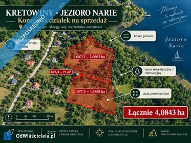 Działka 4,08 ha nad Jeziorem Narie - inwestycja i rekreacja działka Kretowiny
