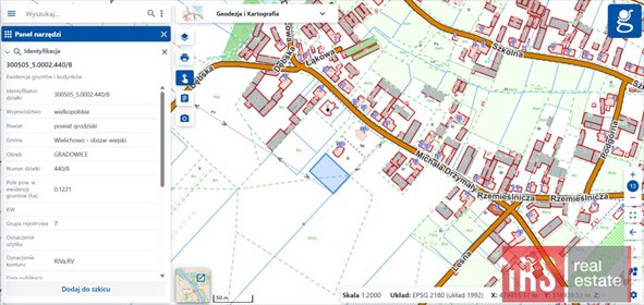 działka na sprzedaż 1220m2 działka Gradowice