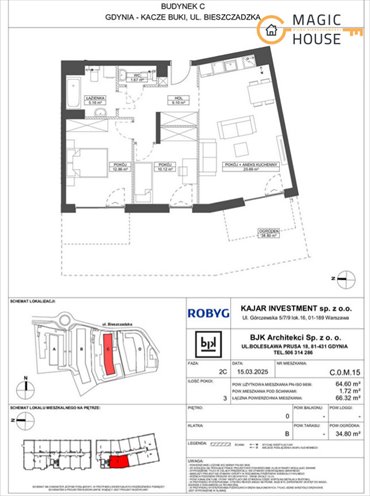 mieszkanie na sprzedaż 65m2 mieszkanie Gdynia, Wielki Kack, Bieszczadzka