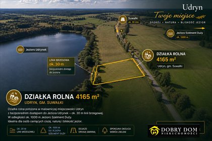 Działka nad Jeziorem Udrynek 4165 m² - polecam działka Udryn