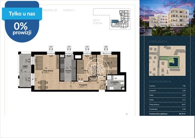 Przestronne 3-pokojowe mieszkanie 58,1 m² w Fordonie mieszkanie Bydgoszcz, Fordon, Altanowa
