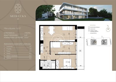 mieszkanie na sprzedaż 57m2 mieszkanie Bydgoszcz, Czyżkówko, Siedlecka