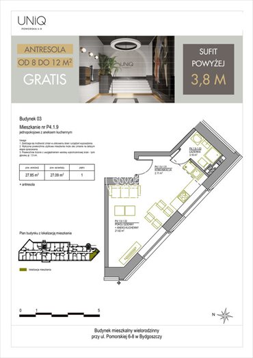 Przestronne 36,68 m² w centrum Bydgoszczy z potencjałem mieszkanie Bydgoszcz, Centrum, Pomorska