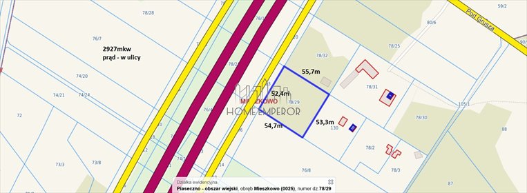 działka na sprzedaż 2925m2 działka Mieszkowo, Gruszkowa