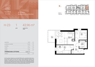 mieszkanie na sprzedaż 44m2 mieszkanie Bydgoszcz, Czyżkówko, Flisacka
