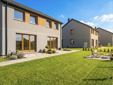 Nowoczesny bliźniak z pompą ciepła i ogrzewaniem podłogowym dom Zaczernie