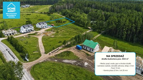 działka na sprzedaż 2652m2 działka Domatówko, Sosnowa