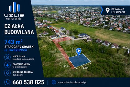Działka budowlana 743 m² w Starogardzie Gdańskim działka Starogard Gdański, Gwiaździsta
