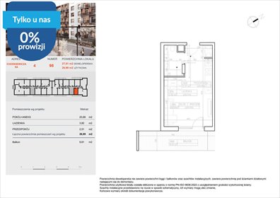 Nowoczesny apartament 18 m² w Bydgoszczy - prestiżowa lokalizacja mieszkanie Bydgoszcz, Bielawy, Jana Karola Chodkiewicza