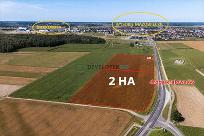 Sprzedam działkę 20 000 m² przy drodze krajowej 66 w Mystki-Rzym działka Mystki-Rzym