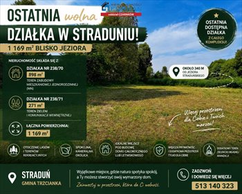 Ostatnia działka w Straduniu 1169 m² blisko jeziora działka Straduń