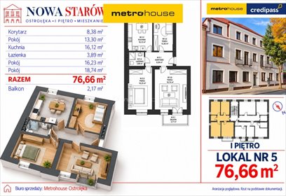 Kamienica z historią, 4 pokoje, balkon, parking mieszkanie Ostrołęka, Kilińskiego