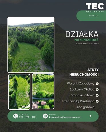 Działka pod Rzeszowem z WZ, gazem, spokojna okolica działka Blizianka