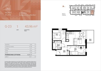 mieszkanie na sprzedaż 44m2 mieszkanie Bydgoszcz, Czyżkówko, Flisacka