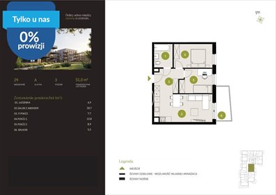 Przestronne 3-pokojowe mieszkanie 51 m² na sprzedaż mieszkanie Bydgoszcz, Flisy, Mińska