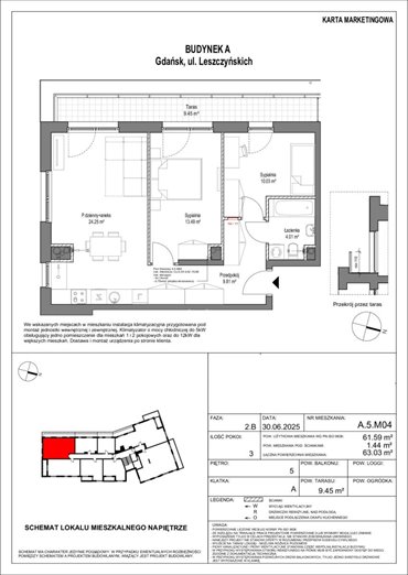 Nowoczesny 3-pokojowy apartament z tarasem i widokiem na zieleń mieszkanie Gdańsk, Zaspa, Leszczyńskich