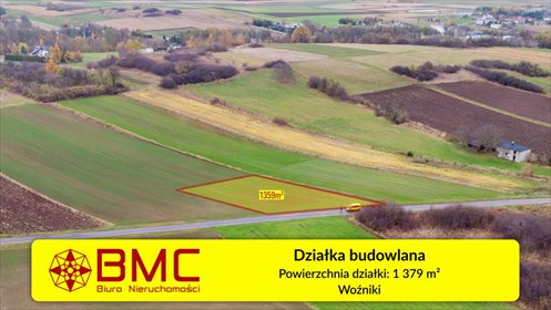 Działka budowlana 1379 m2 w Woźnikach - spokój i media. działka Woźniki, Lompy