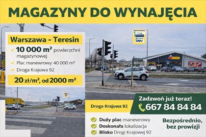 Na wynajem przestronny magazyn 2000 m² przy DK92 z monitoringiem magazyn Paprotnia