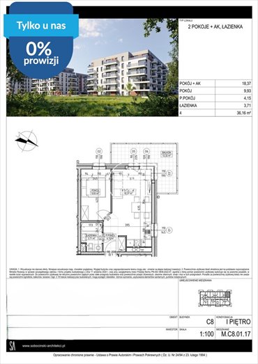 Nowoczesne 2-pokojowe mieszkanie 36,16 m² w Fordonie mieszkanie Bydgoszcz, Fordon, Fordońska