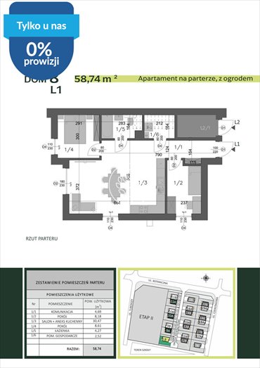 Parter z ogrodem 140 m², 4 pokoje, Osielsko mieszkanie Osielsko, Tuberozy