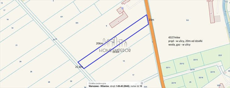 działka na sprzedaż 4327m2 działka Warszawa, Wilanów, Powsinek, Ruczaj