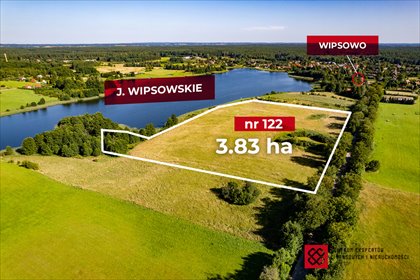 Sprzedam działkę 38 300 m² z linią brzegową nad jeziorem Wipsowskim działka Wipsowo