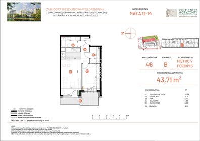 Dwupokojowe mieszkanie na sprzedaż w Bydgoszczy, 43,71 m² mieszkanie Bydgoszcz, Fordońska