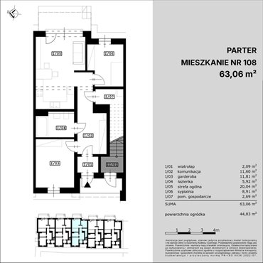 Zapraszam do 3-pokojowego mieszkania z prywatnym ogródkiem 44,83 m² mieszkanie Rzeszów, Zawiszy Czarnego