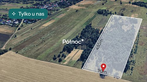 Działka rolna 3,86 ha w Czepurce, media, lasy działka Czepurka