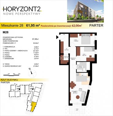 mieszkanie na sprzedaż 62m2 mieszkanie Bydgoszcz, Wyżyny, Białogardzka