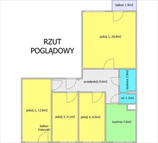 Przestronne 4-pokojowe mieszkanie z balkonem i piwnicą mieszkanie Wrocław, Różanka, Różanka, Żmigrodzka