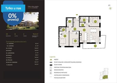 Nowoczesne 4-pokojowe mieszkanie z balkonem. mieszkanie Bydgoszcz, Flisy, Mińska